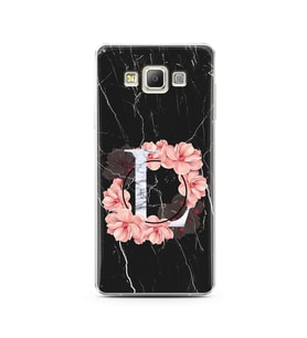 Mermer Çiçekli Harf Tasarım Süper Şeffaf Silikon Telefon Kılıfı Samsung A7 (2015