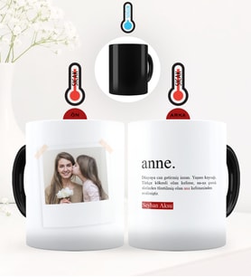 BK Gift Kişiye Özel Fotoğraflı Anne Anlamı Sihirli Kupa Bardak - 2 (Siyah)