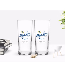 BK Gift Kişiye Özel Renkli Baskılı Ankara Tasarımlı Turistik İkili Rakı Bardağı Seti-1 (Beyaz)
