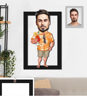 Kişiye Özel Erkek Karikatürlü 3D Ahşap Tablo 30x47 Model-10
