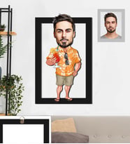 Kişiye Özel Erkek Karikatürlü 3D Ahşap Tablo 30x47 Model-10