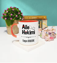 Aile Hekimi Tasarımlı Aile Hekimi Kupa Bardak Turuncu