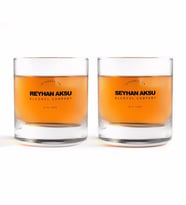 BK Gift Kişiye Özel Renkli Baskılı Alcohol Company İkili Viski Bardağı (Beyaz)