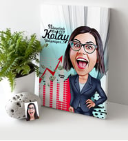 BK Gift Kişiye Özel Bayan Ceo Karikatür Kanvas Tablo 30x50cm 2