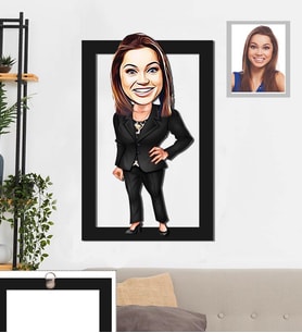 Kişiye Özel Patron Karikatürlü 3D Ahşap Tablo 30x47 Bayan-23