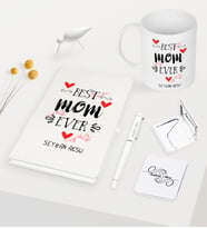 BK Gift Kişiye Özel En İyi Anne Beyaz Defter Kalem Kupa Ayna Seti - 3 (Model 1)