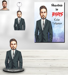 Kişiye Özel Kolay Yetişmiyor Karikatürlü 3 lü Hediye Seti Model-1