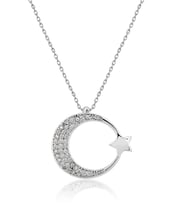 Papatya Silver Nano Zirkon Taşlı Ayyıldız Gümüş Kolye