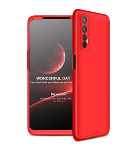 Microsonic Realme 7 Kılıf Double Dip 360 Protective Kırmızı