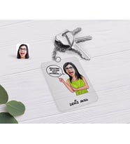 BK Gift Kişiye Özel Kadın Kolay Yetişmiyor Karikatürlü Şeffaf Pleksi Anahtarlık-5 (Beyaz)