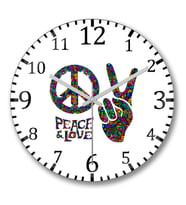 Peace Llowe Duvar Saati Bombeli Gercek Cam