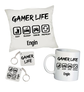 Gamer Life İsimli Kişiye Özel Oyuncu Hediye Seti