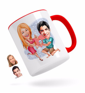 BK Gift Kişiye Özel Sevgililer Karikatürlü Kırmızı Kupa Bardak-19