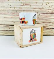Ahşap Kutusunda Tasarım Cupcake Kupa Bardak