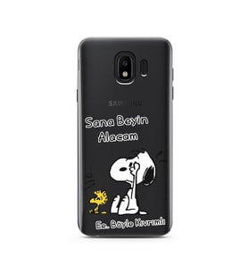Snoopy Tasarımlı Süper Şeffaf Silikon Telefon Kılıfı Samsung J4 (2018)