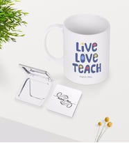 BK Gift Kişiye Özel Yaşa Sev Öğret Beyaz Kupa Ayna Seti-1 (Model 1)