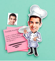 BK Gift Kişiye Özel Bay Chef Karikatürlü Ahşap Magnet-6 (Çok Renkli)