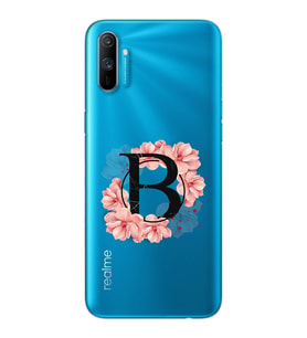 Pembe Çiçekli Harf Tasarım Süper Şeffaf Silikon Telefon Kılıfı Oppo Realmi C3 B-