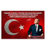 ''Güner Ofis'' Atatürk Tablosu Deri Üzerine Kanvas Tablo 80x130