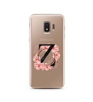 Pembe Çiçekli Harf Tasarım Süper Şeffaf Silikon Telefon Kılıfı Samsung J2 Core Z