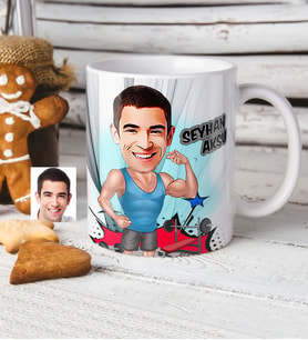 BK Gift Kişiye Özel Bay Sporcu Karikatürlü Beyaz Kupa Bardak