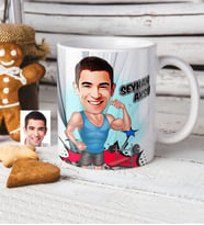 BK Gift Kişiye Özel Bay Sporcu Karikatürlü Beyaz Kupa Bardak