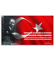 ''Güner Ofis'' Mustafa Kemal Atatürk Tablosu Deri Üzerine Kanvas Tablo 80x130