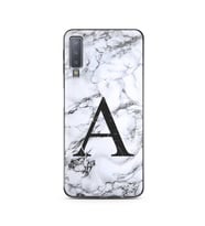 Samsung A7 (2018) Beyaz Mermer Harf Tasarımlı Telefon Kılıfı A-Harfi 