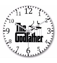 The Godfather Logo  Duvar Saati Bombeli Gercek Cam