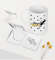 BK Gift Kişiye Özel Edebiyat Öğretmeni Temalı Beyaz Kupa Ayna Seti - 2
