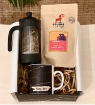 Kişiye Özel Siyah Mermer French Press & Filtre Kahveli Sevgiliye Hediye Seti