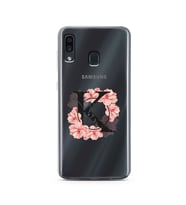 Pembe Çiçekli Harf Tasarım Süper Şeffaf Silikon Telefon Kılıfı Samsung A30 K-Har