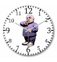 Austin Powers Mini Me Duvar Saati Bombeli Gercek Cam