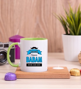 Canım Babam Ahşap Altlıklı Mumlu Yeşil Kupa Bardak