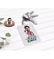 BK Gift Kişiye Özel Erkek Karikatürlü Şeffaf Pleksi Anahtarlık-2 (Beyaz)