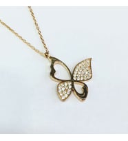 925 AYAR GÜMÜŞ ROSE BRONZ RENGİ KELEBEK KOLYE