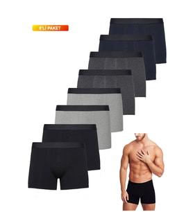 Erkek Karışık Basic Boxer 8'li Paket (Karışık)