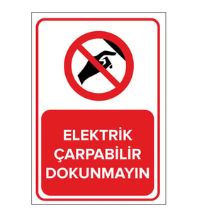 MIGNATIS - Elektrik Çarpabilir Dokunmayın Levhası - Sac Malzeme 25x35cm