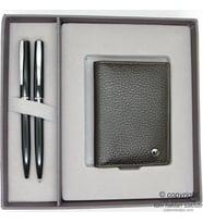 Scrikss Deri Kartlıklı Siyah Krom Hediye Seti MD-2102  Deri Kartlık + Kalem Seti  Scrikss Kalem  İsme Özel Kalem  Hediyelik Set