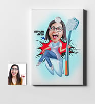 BK Gift Kişiye Özel Bayan Diş Hekimi Karikatür Kanvas Tablo 50x70cm 3