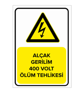 MIGNATIS - Alçak Gerilim 400 Volt Ölüm Tehlikesi Levhası - Sac Malzeme 25x35cm