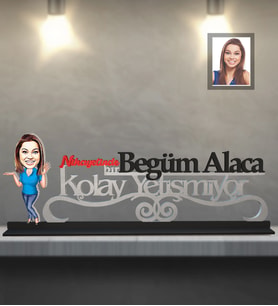 Kişiye Özel İş Kadını Karikatürlü Kolay Yetişmiyor Ahşap Biblo Bayan-11