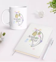 BK Gift Kişiye Özel Kadınlar Günü Tasarımlı Beyaz Defter Kalem ve Kupa Seti-13 (Model 1)