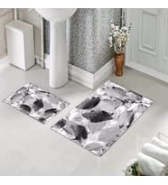 Banyo Halısı Ikili Klozet Takımı Kaymaz Tabanlı (60 xm x 100 cm + 40 cm x 60 cm)  (Gri)