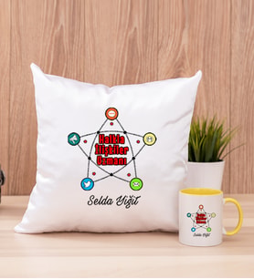 Halkla İlişkiler Uzmanı Kare Yastık ve Sarı Kupa Bardak