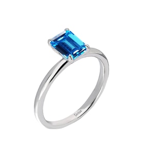 Sirius Oktagon Kesim London Blue Topaz Tektaş Yüzük 0731R0025
