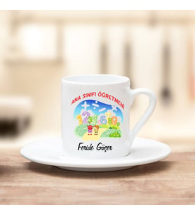 Arapça Öğretmeni Türk Kahvesi Fincanı (Beyaz)