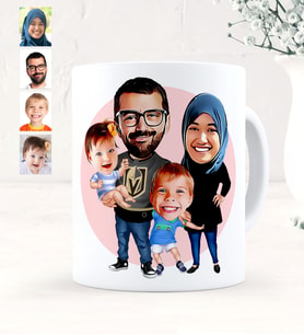 BK Gift Kişiye Özel Aile Karikatürlü Beyaz Kupa Bardak - 3