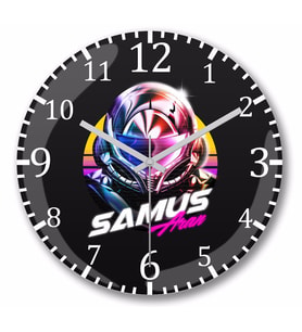 Metroid Samus Aran Duvar Saati Bombeli Gercek Cam