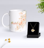 BK Gift Kişiye Özel Papatya Temalı Kupa Ve Papatya Kolye Hediye Seti-2 (Model 1)